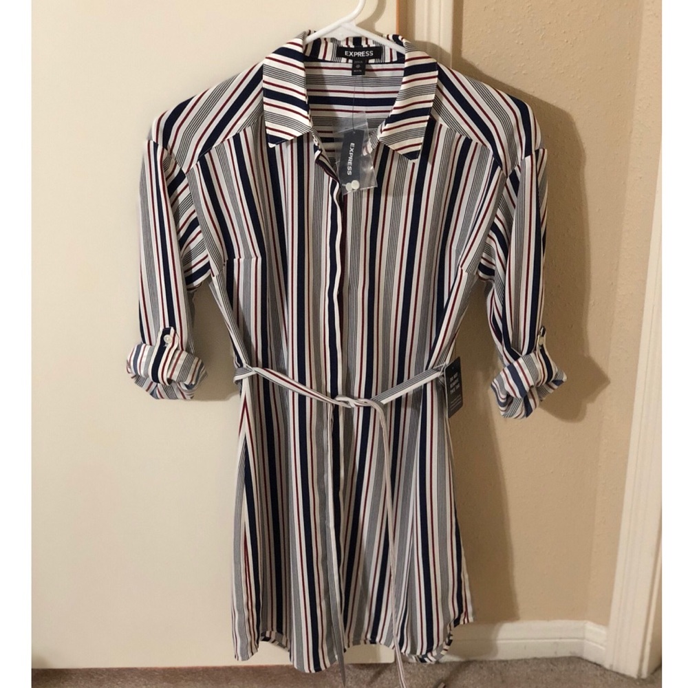 NWT Express Striped Long Sleeve Shirtdress